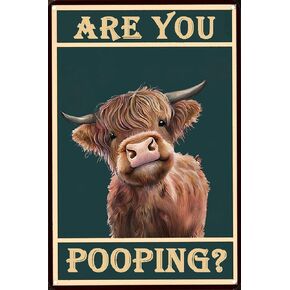 Vintage Highland Cow Decor, Bathroom Wall Decor, 8x12 Inch, Tin Sign for Bathroom Toilet Wall Decor, Funny Bathroom Signs (Are You Pooping) in Saudi Arabia