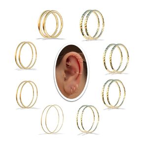 Two Pcs Of 22 Gauge Gold Hoop Earrings for Women, 14K Gold Filled Huggie Hoop Earrings (2pcs, 22G, Diameter: 6mm, Gold)