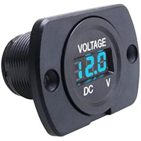 DC 12V 24V Car Voltmeter with LED Digital Display Panel, Waterproof Voltage Gauge Meter with Terminals for Boat Marine Vehicle Motorcycle Truck ATV UTV Car with Blue Light