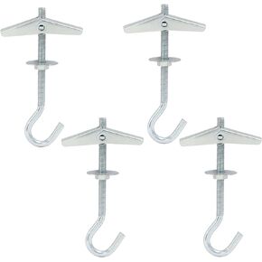 4 Packs Plasterboard Ceiling Hooks Heavy Duty, Spring Toggle Wing Bolts Hanger Ceiling Anchor Swag Hook for Hanging Plants
