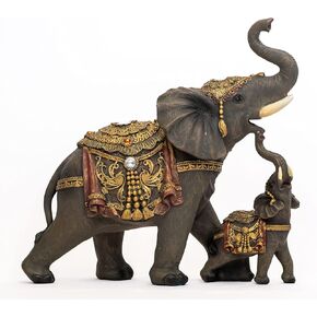 Dalax-Mama and Baby Elephants Statue Figurines Home Decor Trunk Facing Upwards Lucky Figurine for Home/Office Desk Decorations Good Luck Ornaments Statues Elephant Gifts Set for Women