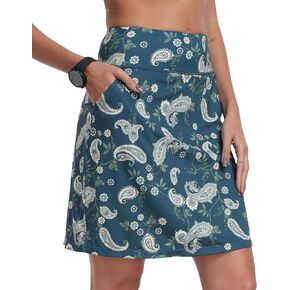 MoFiz Women's 20" Knee Length Golf Skorts Athletic Skirts Summer Casual Active Workout Sports Tennis Skirt with 4 Pockets