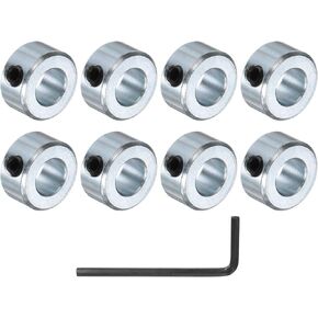 uxcell 8pcs Set Screw Shaft Collars 7/16" Bore Zinc Plated Steel Shaft Collars, 7/8" OD, 7/16" Width Axle Collar Clamp with Hex Wrench
