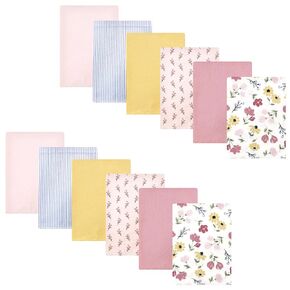 Hudson Baby Unisex Baby Cotton Flannel Burp Cloths Bundle, Soft Painted Floral, One Size