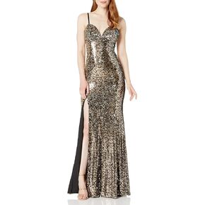 Dress the Population Women's Alejandra Sleeveless Long Stretch Gown with Slit