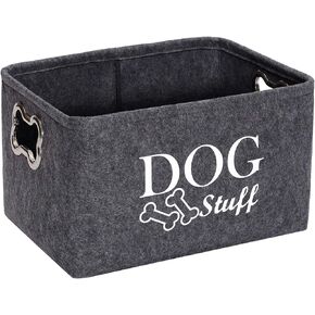 Morezi Felt Puppy Stuff Baskets, Dog Toy bin Storage with Designed Metal Handle, pet Organizer - Perfect for organizing pet Toys, Blankets, leashes, Dry Food and Bandana - Darkgray