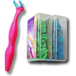 Kids Evolutionary Clean Flossers, Kit of Refills Plus Handle, for Children Ages 3+ (Red Handle + 120 Refills)