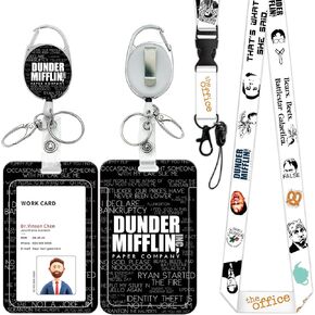 ID Badge Holder with Lanyard and Retractable Badge Reel Clip, Vertical ID Card Protector with Breakaway Lanyard, Funny The Office Gifts for Coworkers, Students, Friends (Style - H)