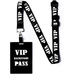 10 قطع من حبل شارة VIP قابل للتعديل بطول قابل للفصل - مجموعة حبل أسود VIP مع بطاقة VIP بلاستيكية PVC لحفلات خلف الكواليس وحفلات أعياد الميلاد وتذكرة ألعاب in Kuwait