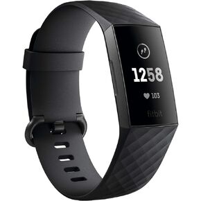 Fitbit Charge 3 Fitness Activity Tracker, Graphite/Black, One Size (S & L Bands Included) (Renewed)