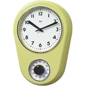 Bai Retro Kitchen Timer Wall Clock, Chartreuse
