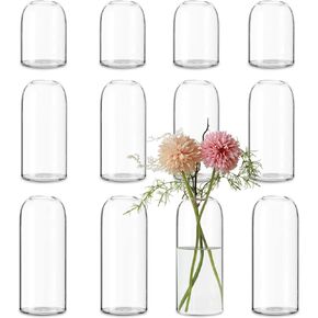Glass Bud Vases in Bulk Set of 12, Clear Small Vases for Flowers,Modern Cylinder Glass Vase for Wedding Party Dining Table Centerpieces, Living Room Decorative, Home Decor.