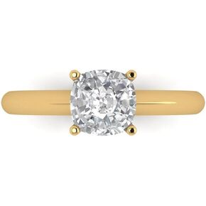 1.50 Carat Cushion Cut Custom Engraving Lab Created White Sapphire Engagement Wedding Everlasting Ring 14k Yellow Gold 10 US