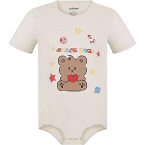 Mens Romper Pajamas Short Sleeve Bodysuit Puff Print Onesie - Space Bear