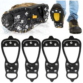 2 Pair Ice Traction Cleat,Universal Non Slip Gripper Spikes,8 Steel Crampons Ice Shoes Grippers,Durable Ice Cleats for Shoes