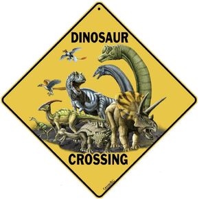 CROSSWALKS Dinosaur Crossing 12" X 12" Aluminum Sign (X289)