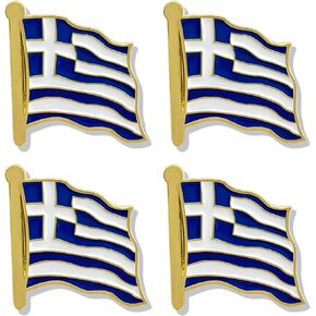 4 Pack Greece Flag Lapel Pin - Greek Flags Pins Lapel Hat Backpacks Suit Decoration & Men Women Waving Patriotic Enamel Metal Badge Souvenir