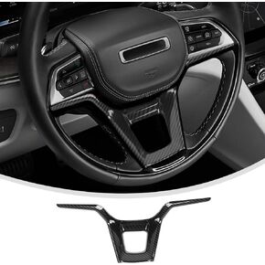 Linskip Steering Wheel Trim Compatible with 2021-2024 Jeep Grand Cherokee L & 2022-2024 Grand Cherokee, Steering Wheel Cover for Jeep Grand Cherokee L Interior Accessories(Black Carbon Fiber)