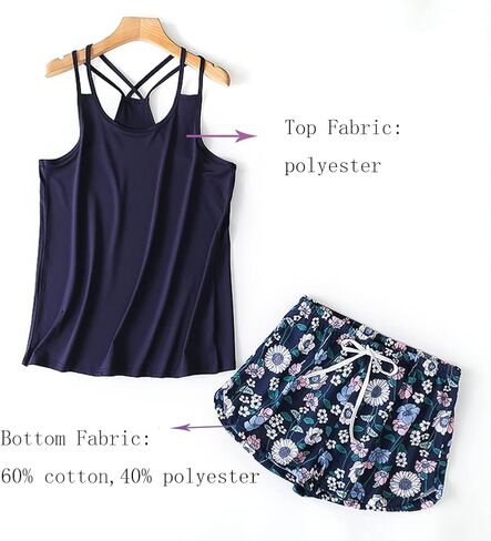 CHUNG قميص قصير للسيدات، طقم بيجامات سفلية، ملابس نوم، ملابس نوم، بدون أكمام، ظهر متقاطع، موضة اللياقة البدنية in Kuwait