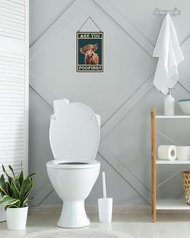 Vintage Highland Cow Decor, Bathroom Wall Decor, 8x12 Inch, Tin Sign for Bathroom Toilet Wall Decor, Funny Bathroom Signs (Are You Pooping) in Saudi Arabia