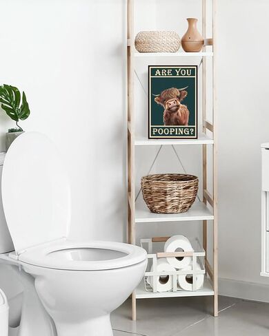 Vintage Highland Cow Decor, Bathroom Wall Decor, 8x12 Inch, Tin Sign for Bathroom Toilet Wall Decor, Funny Bathroom Signs (Are You Pooping) in Saudi Arabia