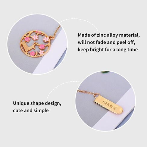 4 Pack Romantic Pendant Bookmarks, Cute Butterfly Cherry Blossom Animal Metal Bookmarks, Bookmarks for Ladies Book Lovers Gift Girls Birthday Christmas Valentine's Day Bookmarks (Cherry Blossoms) in Saudi Arabia