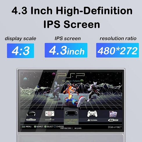 وحدة تحكم ألعاب محمولة R43Pro، شاشة IPS 4.3 بوصة مفتوحة المصدر، مشغل ألعاب ريترو بنظام EmuELEC Linux، آلة ألعاب محمولة مع وحدة المعالجة المركزية Cortex-A17، بطاقة TF 128 جيجا، أكثر من 30000 لعبة مدمجة تدعم الألعاب ثلاثية الأبعاد in Kuwait