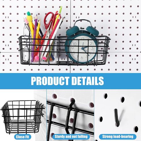 4 Pack Pegboard Baskets Bins Set, 12 x 6.5 x 4 Inch Pegboard Wall Mount Basket Wire Pegboard Accessories Organize Tools, Workbench, Garage Storage Versatile Wall Organizer for Tools Craft Supplies in Saudi Arabia