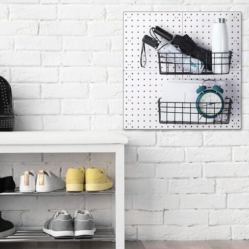 4 Pack Pegboard Baskets Bins Set, 12 x 6.5 x 4 Inch Pegboard Wall Mount Basket Wire Pegboard Accessories Organize Tools, Workbench, Garage Storage Versatile Wall Organizer for Tools Craft Supplies in Saudi Arabia