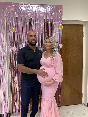 Saslax Long Chiffon Sleeve Tired Mermaid Maternity Dress for Photoshoot Photography Baby Shower in Kuwait
