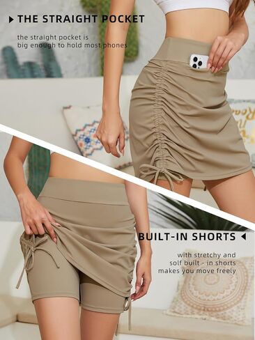 Cakulo Modest Knee Length Swim Summer Casual Skorts Skirts for Women Fashion Athletic Tennis Golf 20" Skirt Pocket in Kuwait