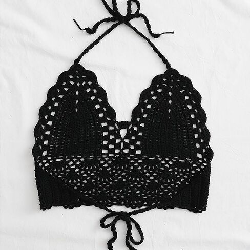 wonuu Women Summer Beach Crochet Top Bralette Knit Bra Bikini in Kuwait