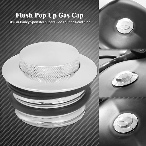 Motorcycle Flush Pop-up Gas Storage Cap Vented Fuel Tank Cap Fit for Harley Dyna Softail Touring Road King (Black) in Saudi Arabia