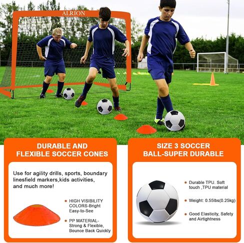 Kids Soccer Goals for Backyard Set, 6x4 FT Soccer Nets for Backyard, Portable Pop Up Soccer Goal for Kids Youth, Soccer Training Equipment with Soccer Ball, Ladder and Cones in Saudi Arabia