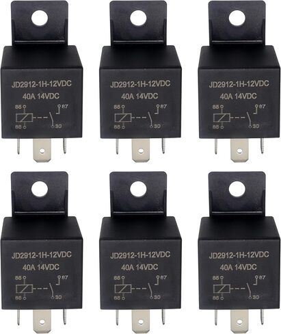 hisport 6 حزمة مرحلات السيارة 12 فولت 40 أمبير، 4 دبوس Spst نموذج JD2912-1H-12VDC 40amp 14VDC، مفاتيح السيارات والمبتدئين، مرحل SPST متوافق مع السيارة والشاحنة والدراجة النارية والقارب in Saudi Arabia