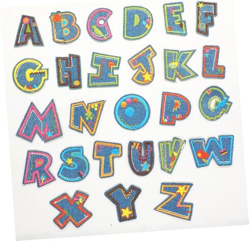 KJHBV 26 قطعة من رقع القبعة مزينة للملابس حرف A-z حديد على رقع للملابس حروف كرتونية رقع ملابس رقعة تطريز شارة حقيبة الظهر ملابس in Kuwait