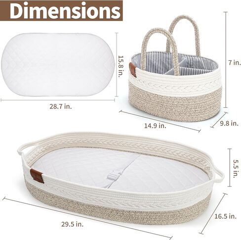 Baby Changing Basket for Baby Dresser, Moses Baskets for Newborn, Baby Moses Basket Changing Basket for Dresser, Changing Pad Basket Changing Table Basket, Diaper Caddy, Newborn Essentials Must Haves in Saudi Arabia