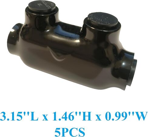 موصل كابل متعدد معزول بمنفذين، نطاق سلك 2/0-6 AWG، موصلات كابل معزولة سداسية ألين مشقوقة 3/16 بوصة، طول 3.15 بوصة × ارتفاع 1.46 بوصة × عرض 0.99 بوصة (5 قطع) in Kuwait