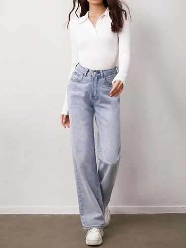 Verdusa Women's Casual Polo Neck Long Sleeve Ribbed Knit Button Up Tee T Shirt Top in Saudi Arabia