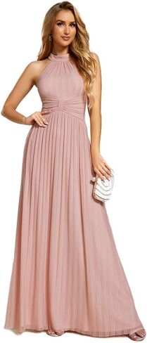 Ever-Pretty Women's Halter Neck Summer Formal Dresses Sleeveless Pletaed Floor Length Glitter Evening Dresses 41961 in Saudi Arabia
