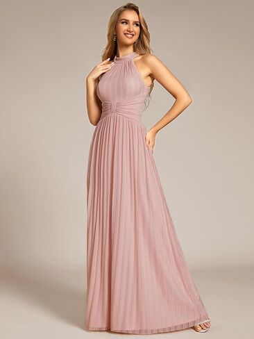 Ever-Pretty Women's Halter Neck Summer Formal Dresses Sleeveless Pletaed Floor Length Glitter Evening Dresses 41961 in Saudi Arabia