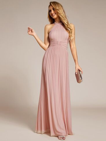 Ever-Pretty Women's Halter Neck Summer Formal Dresses Sleeveless Pletaed Floor Length Glitter Evening Dresses 41961 in Saudi Arabia
