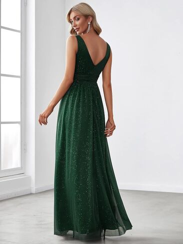 Ever-Pretty Women's V-Neck High Wasit Glitter Maxi Evening Dress 07764-USA in Saudi Arabia