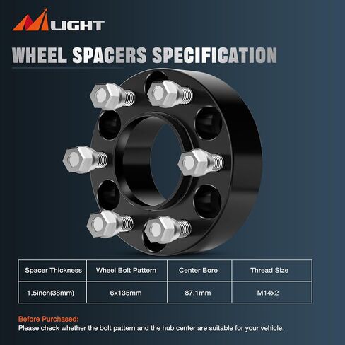 فواصل عجلة Nilight 6x135 لسيارة Ford F-150 2WD 4WD 2004 2005 2006 2007 2008 2009 2010 2011 2012 2013 2014، فواصل عجلة 1.5 بوصة، توافق تجويف المحور 87.1 مم مع إكسبيديشن لينكولن مارك LT نافيجيتور in Saudi Arabia