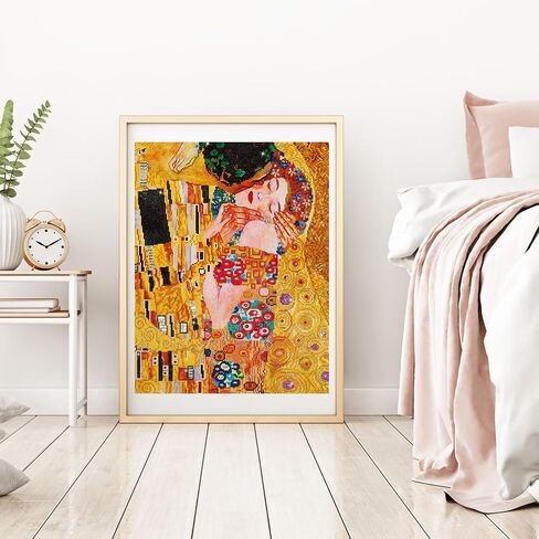 DIAMOND DOTZ ® - القبلة (Klimt)، الحفر الجزئي، Dotz المستديرة، مجموعات الرسم الماسي، مجموعات الفن الماسي للبالغين، فن الأحجار الكريمة، فن الماس، أطقم، 28 بوصة × 22 بوصة in Saudi Arabia