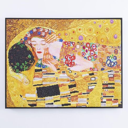 DIAMOND DOTZ ® - القبلة (Klimt)، الحفر الجزئي، Dotz المستديرة، مجموعات الرسم الماسي، مجموعات الفن الماسي للبالغين، فن الأحجار الكريمة، فن الماس، أطقم، 28 بوصة × 22 بوصة in Saudi Arabia