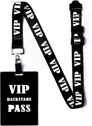 10 قطع من حبل شارة VIP قابل للتعديل بطول قابل للفصل - مجموعة حبل أسود VIP مع بطاقة VIP بلاستيكية PVC لحفلات خلف الكواليس وحفلات أعياد الميلاد وتذكرة ألعاب in Kuwait