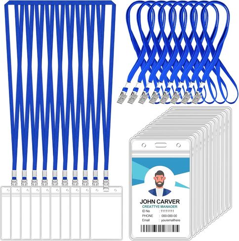 100 Pcs Clear Vertical Badge Id Card and 100 Pcs Lanyard, Reusable Lanyards for Id Badge Holder Name Tag Badge Holder with Lanyards for Adults Kids Business School Conferences (Black) in Saudi Arabia