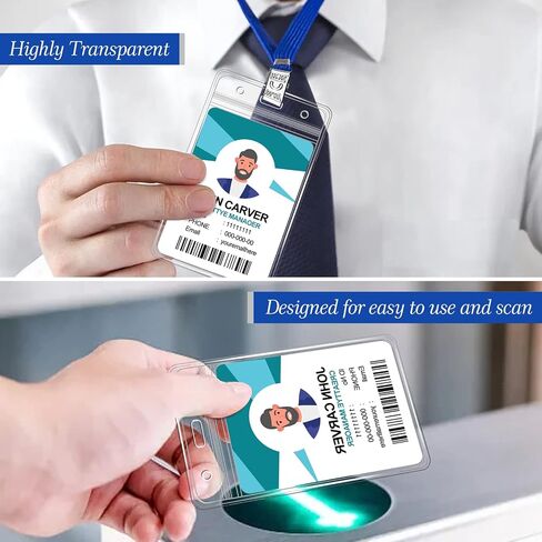 100 Pcs Clear Vertical Badge Id Card and 100 Pcs Lanyard, Reusable Lanyards for Id Badge Holder Name Tag Badge Holder with Lanyards for Adults Kids Business School Conferences (Black) in Saudi Arabia