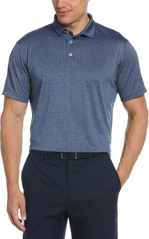 PGA TOUR Men's Mini Windowpane Short Sleeve Golf Polo Shirt in Saudi Arabia